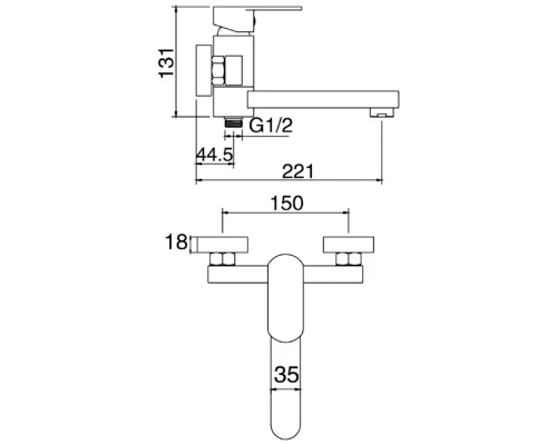 Смеситель для ванны Kern 3001-18 chrome