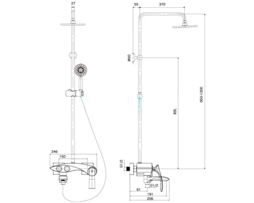 Душевая система Kern 5028 chrome