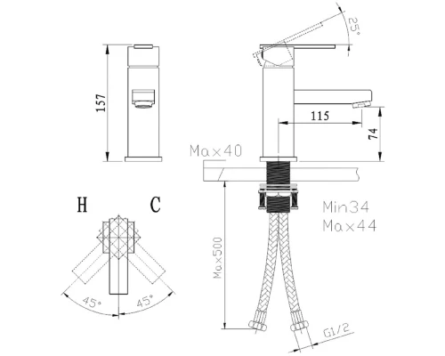 Смеситель для раковины Kern 1045 chrome