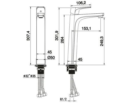 Смеситель для раковины Kern 1519 chrome