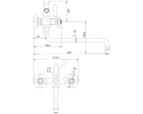 Смеситель универсальный Kern 3033 chrome