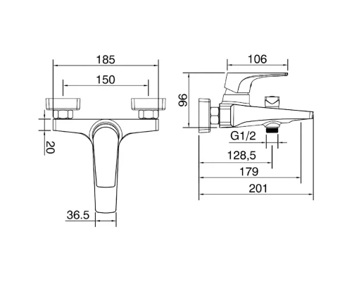 Смеситель для ванны Kern 3319 white