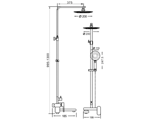 Душевая система Kern 5006 chrome