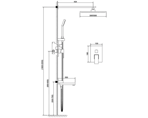 Душевая система встраиваемая Kern 5075 black
