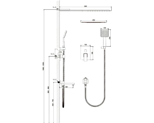 Душевая система встраиваемая Kern 7095 chrome