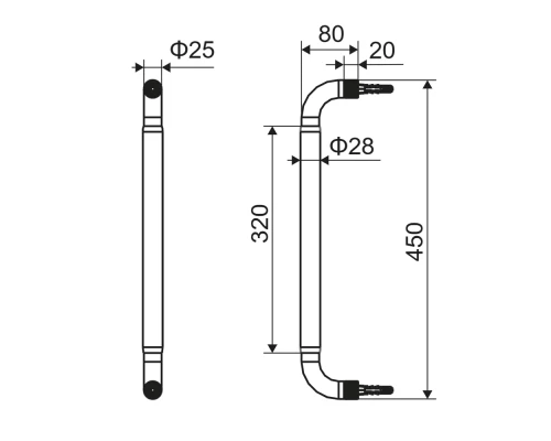 Поручень EXCELLENT для ванн 45 см (хром)