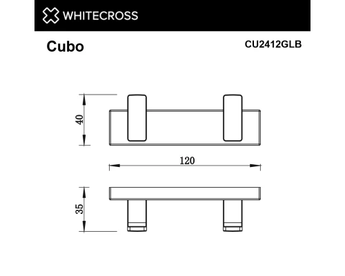 Крючок двойной WHITECROSS Cubo CU2412GLB (брашированное золото)