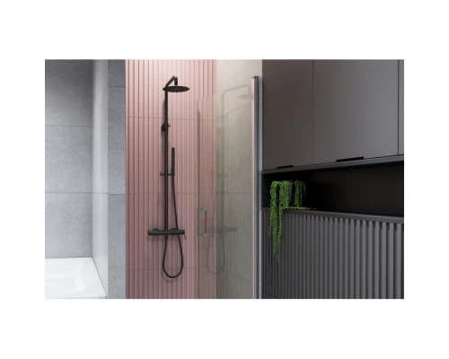 Система для душа наружного монтажа EXCELLENT Rain Pi AREX.1281BL (черный мат) Elit-san.ru