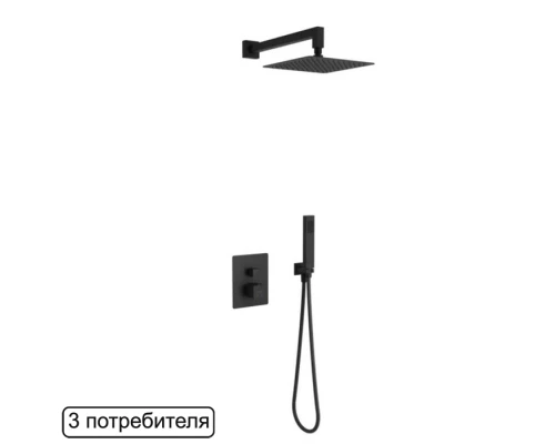 Термостатическая душевая система скрытого монтажа EXCELLENT Keria AREX.SET.2048BL (черный мат) Elit-san.ru