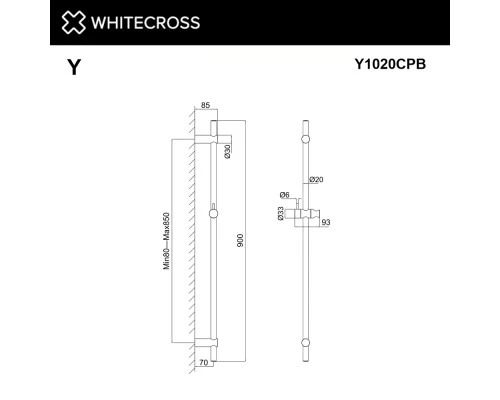 Штанга для душа WHITECROSS Y1020CPB (брашированная медь)