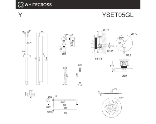Система для душа скрытого монтажа WHITECROSS Y YSET05GL (золото) Elit-san.ru