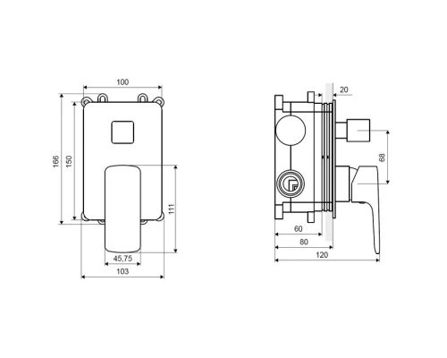 Смеситель для душа скрытого монтажа EXCELLENT Keria AREX.2045CR (хром) Elit-san.ru