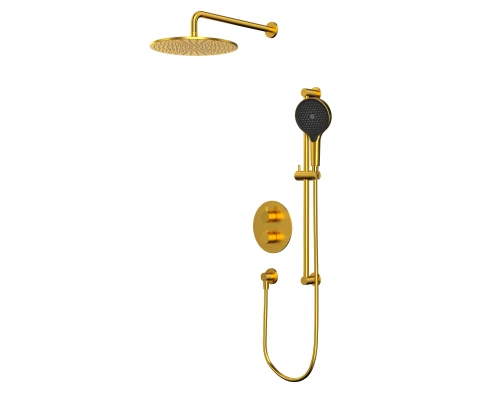 Термостатическая душевая система скрытого монтажа WHITECROSS Y YSET09TOPGLB (брашированное золото)