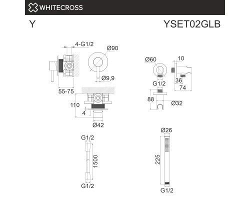 Система для душа скрытого монтажа WHITECROSS Y YSET02GLB (брашированное золото) Elit-san.ru