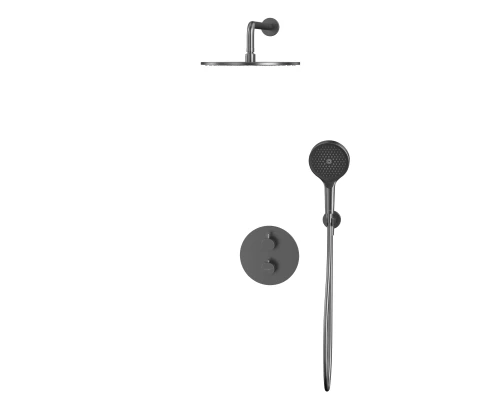 Термостатическая душевая система скрытого монтажа WHITECROSS Y YSET08TOPGM (оружейная сталь)