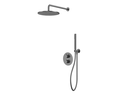 Термостатическая душевая система скрытого монтажа WHITECROSS Y YSET08GM (оружейная сталь)