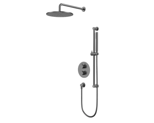 Термостатическая душевая система скрытого монтажа WHITECROSS Y YSET09GM (оружейная сталь)