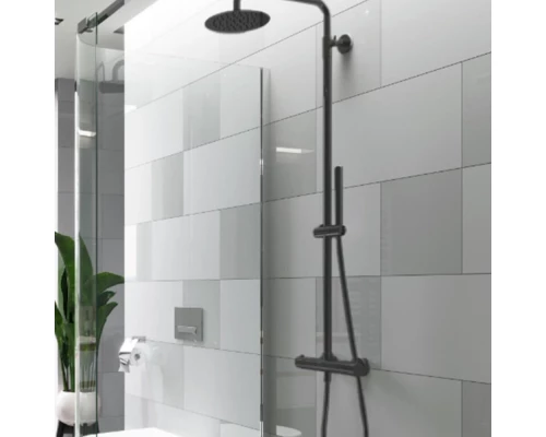 Термостатическая душевая система наружного монтажа EXCELLENT Rain Termo Round ARAC.SY.107BL (черная) Elit-san.ru