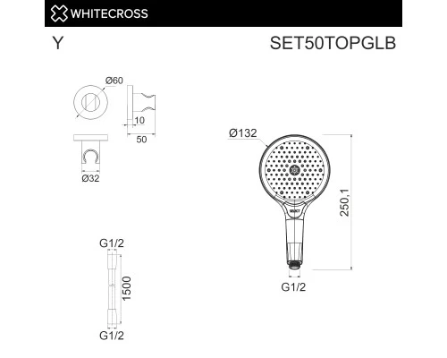 Душевой гарнитур точечный WHITECROSS SET50TOPGLB (брашированное золото)