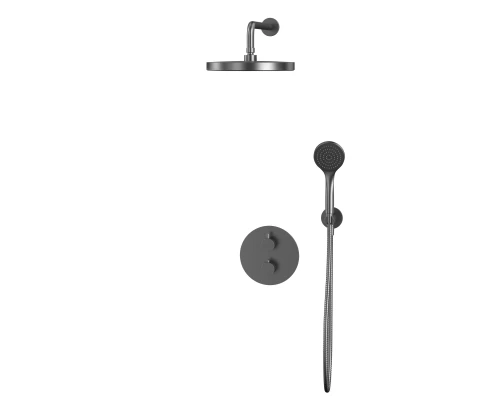 Термостатическая душевая система скрытого монтажа WHITECROSS Y YSET08BASICGM (оружейная сталь)