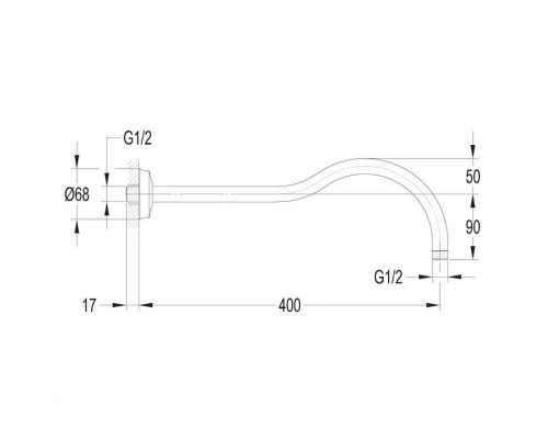 Кронштейн душевой Omnires Armance RA06CR настенный, 40 см, хром Elit-san.ru