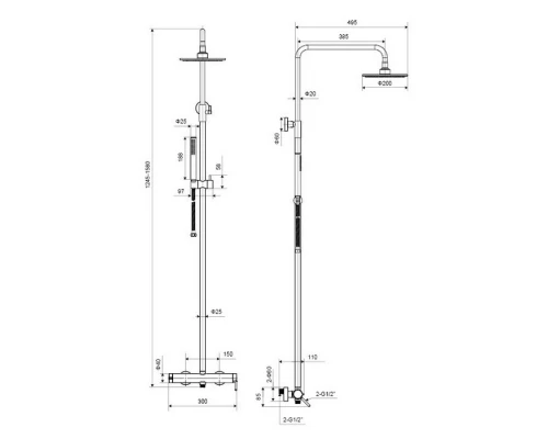 Система для душа наружного монтажа EXCELLENT Rain Pi AREX.1281WH (белый мат) Elit-san.ru