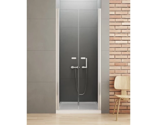 Дверь в нишу NEW TRENDY NEW SOLEO двойные двери 130x195 D-0168A (хром) Elit-san.ru