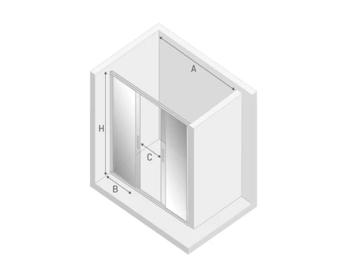 Дверь в нишу NEW TRENDY NEW CORRINA 150x195 D-0184A (хром) Elit-san.ru