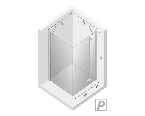 Душевое ограждение NEW TRENDY NEW RENOMA BLACK R 100x80x195 D-0206A/D-0110B (черный) Elit-san.ru