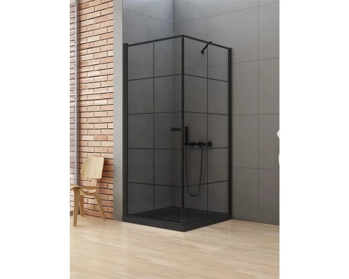 Душевое ограждение NEW TRENDY NEW SOLEO BLACK L 90x90x195 D-0285A/D-0120B (черный) Elit-san.ru