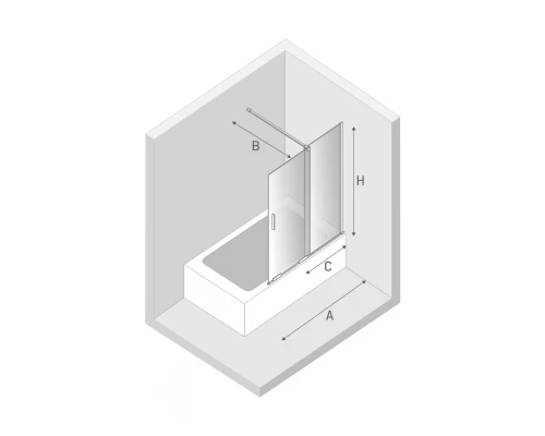 Шторка для ванны NEW TRENDY SMART GOLD BRUSHED 90x150 EXK-7786 (брашированное золото)