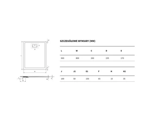 Поддон EXCELLENT Lavano 80x90 см (бетон) Elit-san.ru