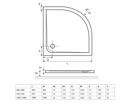 Поддон душевой Excellent Sense 100 x 100 см Elit-san.ru