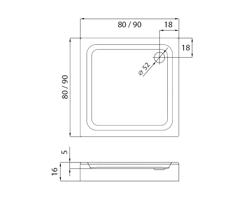 Поддон NEW TRENDY 80x80 для ограждений FERIA / SUPERIA / VELIO BL-0031 (белый) Elit-san.ru