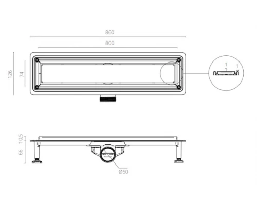 Душевой трап CTESI WAY LINE 80 см. Elit-san.ru