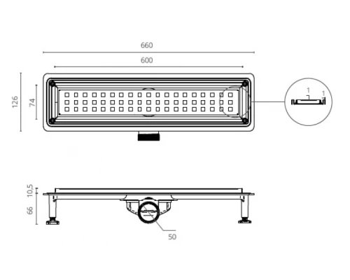 Душевой трап CTESI WAY SQUARE 60 см. Elit-san.ru