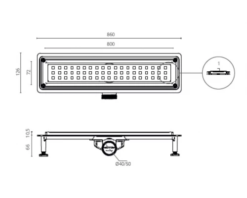 Душевой трап CTESI FLOW SQUARE GOLD 80 см. (золото) Elit-san.ru