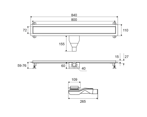 Душевой трап EXCELLENT Stilio 80 см. под облицовку плиткой (хром) Elit-san.ru