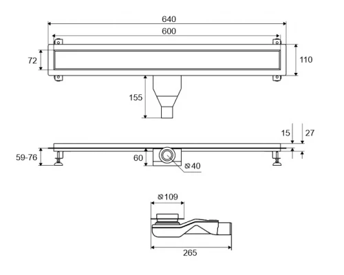 Душевой трап EXCELLENT Stilio Gold 60 см. решетка декоративная (золото) Elit-san.ru