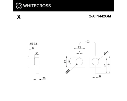 Внешняя часть смесителя на 2 потребителя WHITECROSS XT1442GM (оружейная сталь)