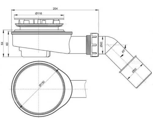 Сифон для душевого поддона Alcaplast A491CR d90 Elit-san.ru
