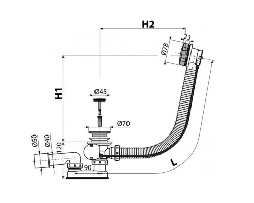 Слив-перелив AlcaPlast 80 см A55K-80-RU-01 Elit-san.ru