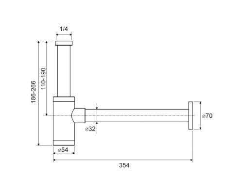 Сифон для умывальника декоративный EXCELLENT INEX.2018BL (черный мат) Elit-san.ru