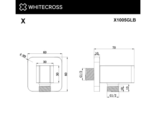 Угловой соединительный элемент WHITECROSS X1005GLB (брашированное золото)