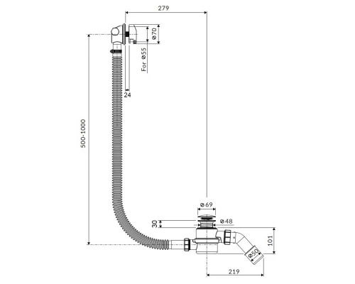 Слив-перелив с наполнением EXCELLENT Hover 60/80/100 см (матовая медь)
