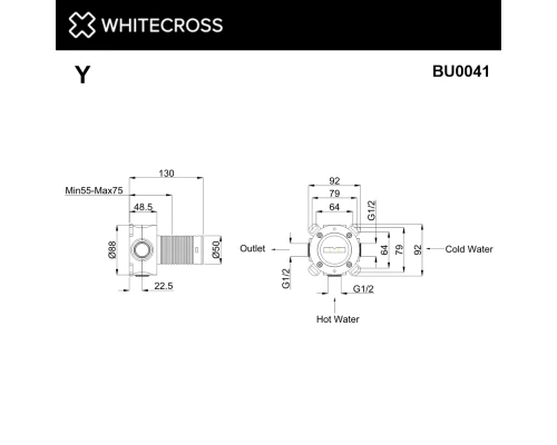 Встраиваемая часть смесителя на 1 потребитель WHITECROSS Y1241