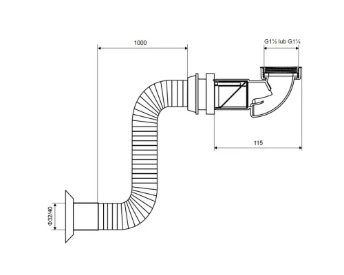 Сифон для раковины и биде Excellent с гофрой INPU.8075628.WH Elit-san.ru