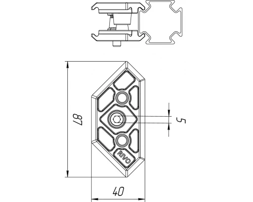 Угловой элемент 180°/90°/45° RIVO Fix