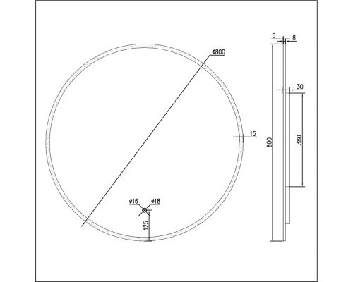 Зеркало круглое EXCELLENT Lumiro D=80 (белый мат) Elit-san.ru