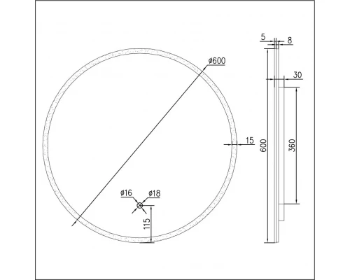 Зеркало круглое EXCELLENT Lumiro D=60 (белый мат) Elit-san.ru